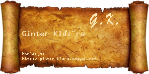 Ginter Klára névjegykártya